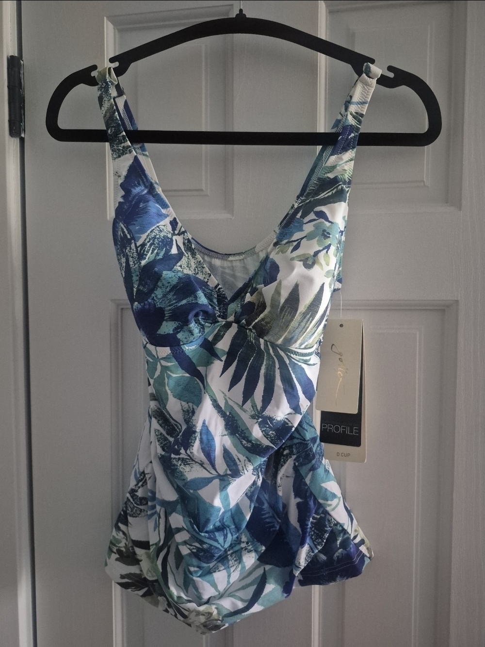 NWT Gottex Blue Floral D Cup One Piece Swimsuit Size 34D